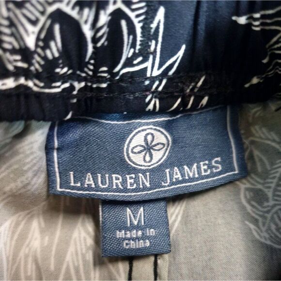 Lauren James Pineapple Print Shorts M Black & White Festival Beach Resort Cruise - Picture 6 of 6